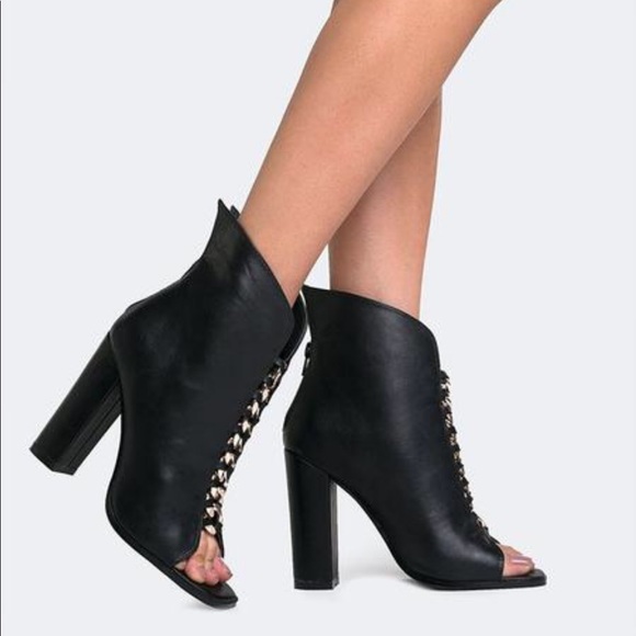 gold open toe booties